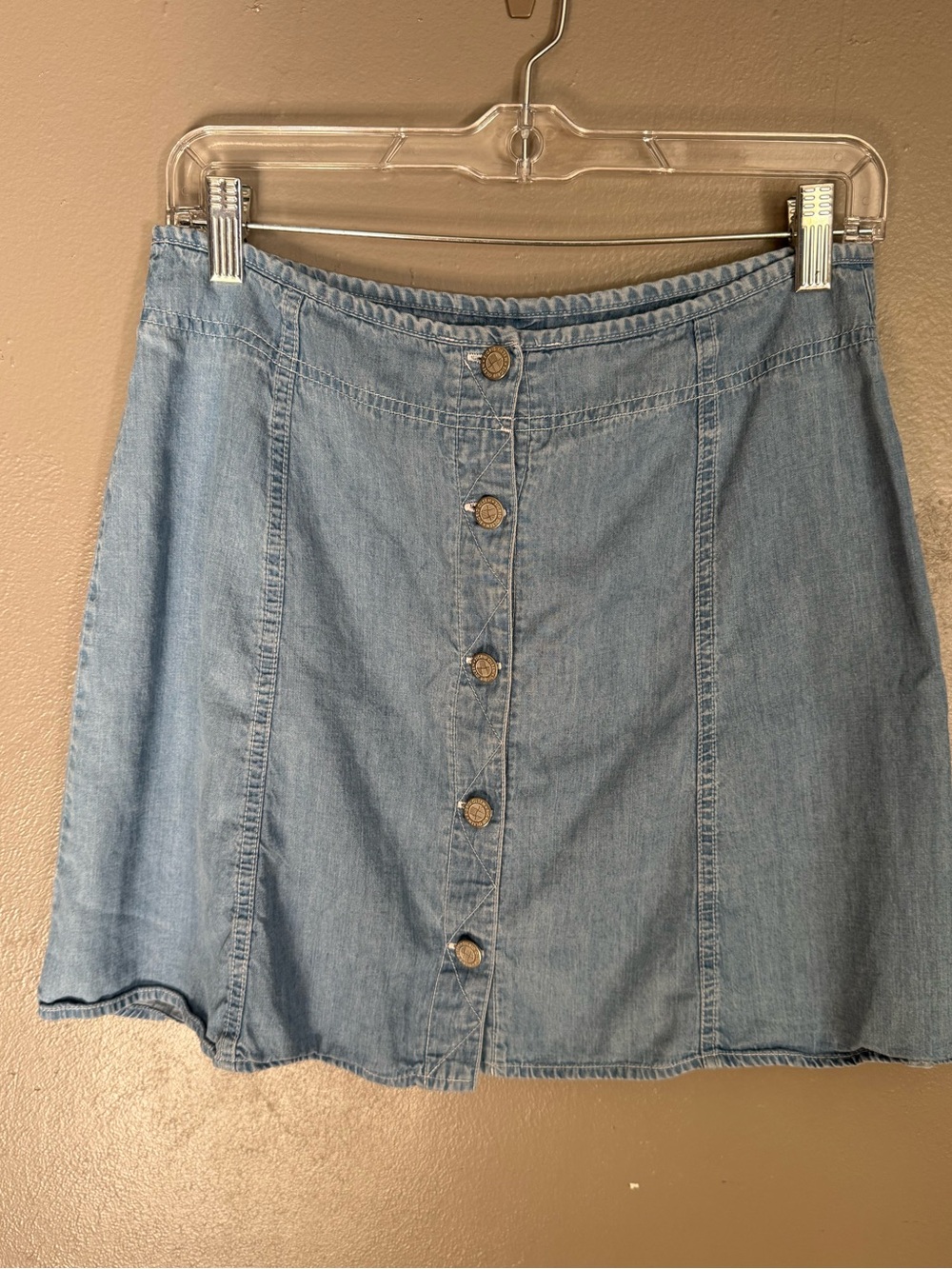 Sigrid Olsen Vintage Light Blue Denim Button-Front Mini Skirt